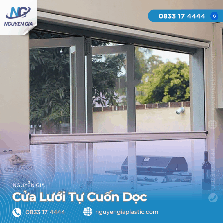 Cửa lưới chống muỗi tự cuốn dọc lắp cửa sổ