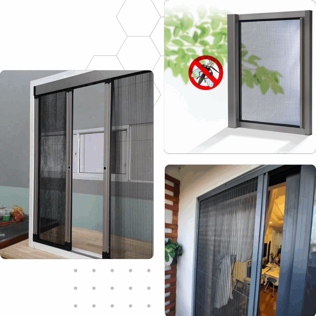 Cửa lưới chống muỗi khung nhôm lắp cửa sổ