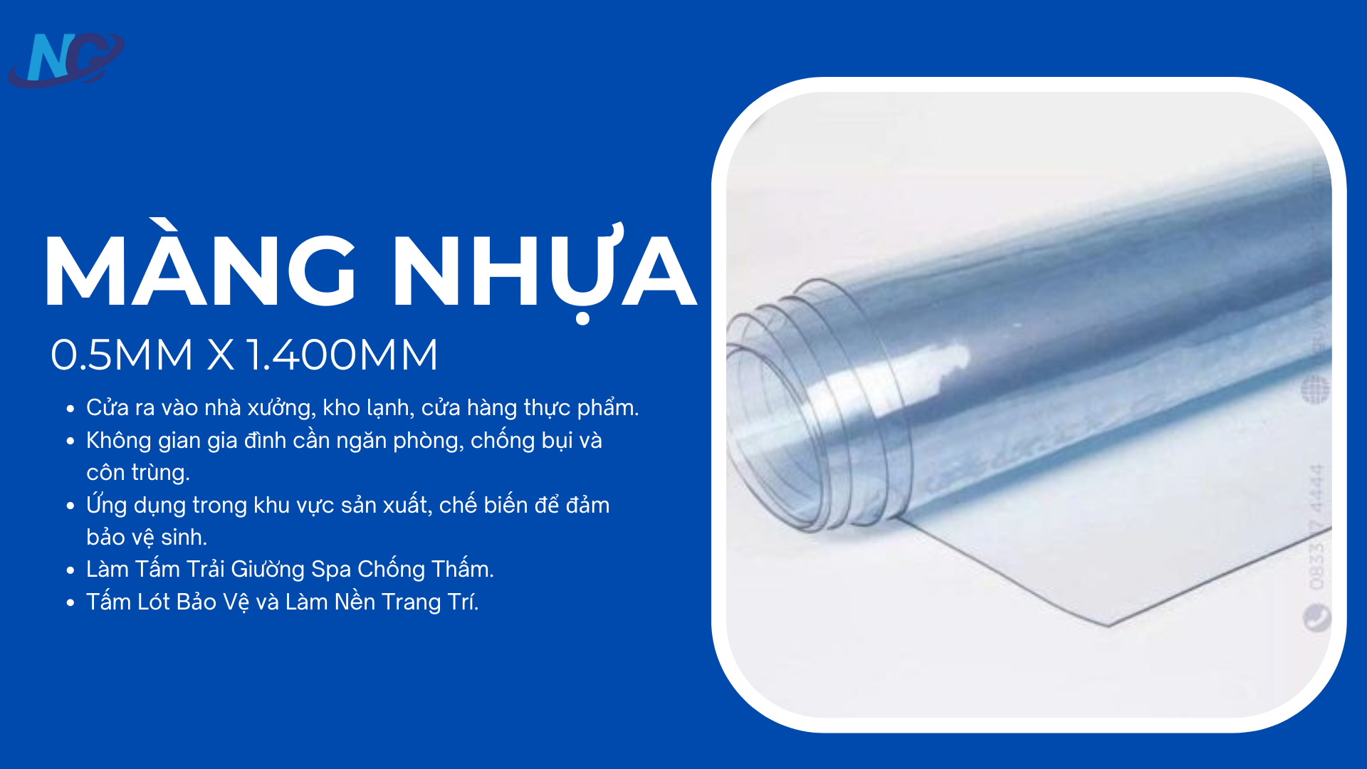 Màng Nhựa PVC Trong Dày 0.5mm x 1.400mm