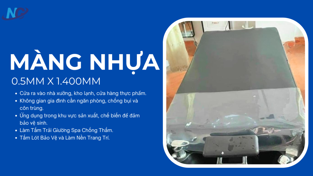 Màng Nhựa PVC Trong Dày 0.5mm x 1.400mm Trải Giường Spa