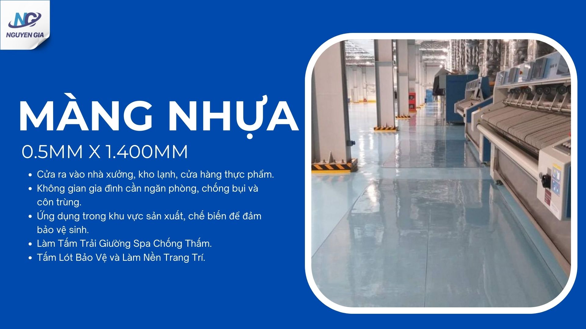 Màng Nhựa PVC Trong Dày 0.5mm x 1.400mm Làm Lót Sàn Nhà Xưởng