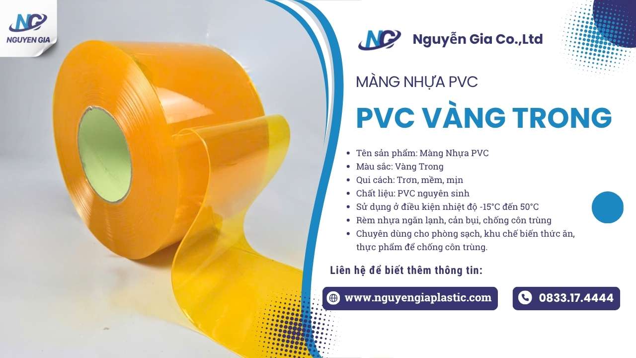 Cuon-mang-nhua-pvc-vang-trong, Màng Nhựa PVC Vàng Trong Dày 2.0mm x 200mm