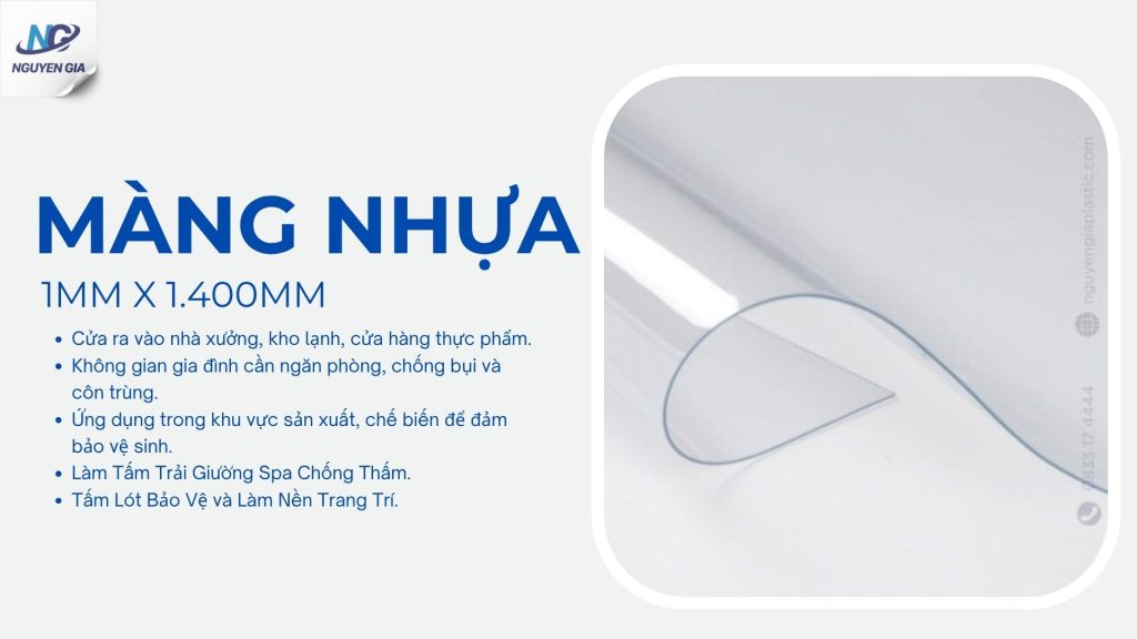 Màng Nhựa PVC Trong Dày 1.0mm x 1.400mm