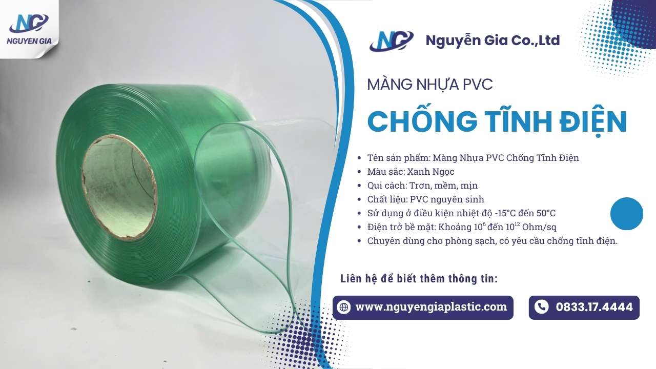 Mang-nhua-pvc-chong-tinh-dien, Màng Nhựa PVC Chống Tĩnh Điện Dày 2.0mm x 200mm