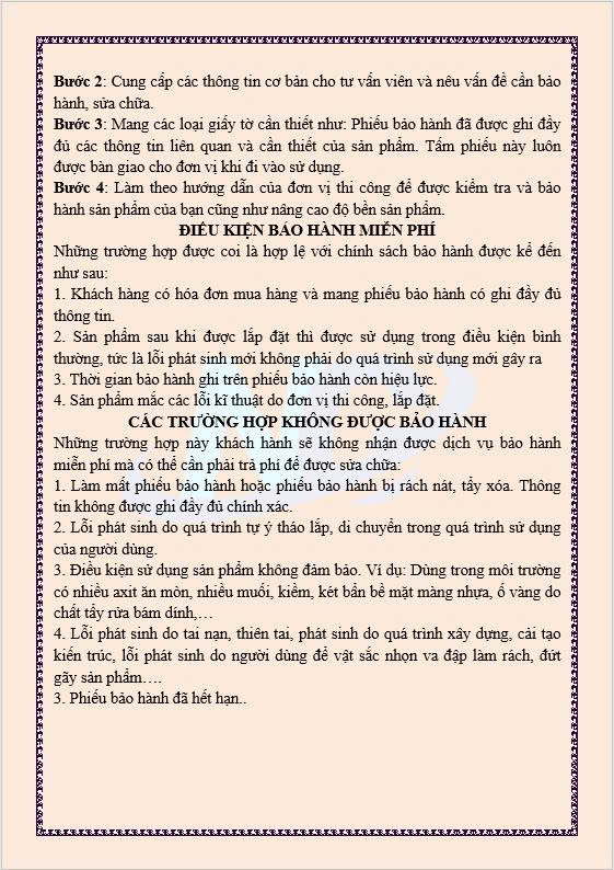 Phiếu bảo hành Nguyễn Gia.