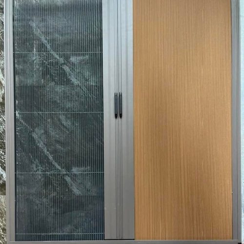Cửa lưới chống muỗi kết hợp rèm tổ ong trên cùng một khung, vải nâu